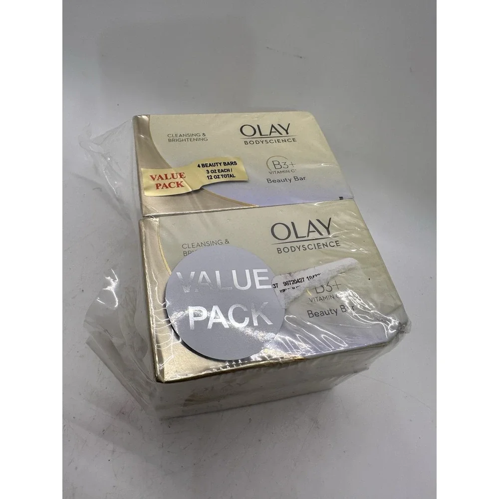 Olay BodyScience B3+ Vitamin C Beauty Bar Soap 4 Pack 3 oz Cleansing Brightening